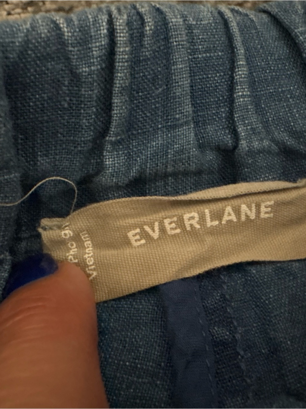 Everlane Blue Denim Shorts with Beige Brand Tag